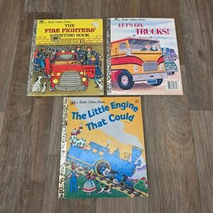 Vintage Little Golden Books Lot 3 Little Engine That Could Trucks Fire Fighters